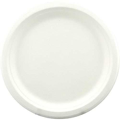 Writer Breakroom Earth Eco Heavy Duty Sugarcane Round Plate 230mm White Pk25 CTN20