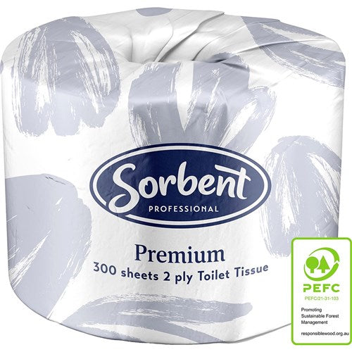 Sorbent Professional Premium Toilet Tissue Rolls 2 Ply 300 Sheets Carton of 48