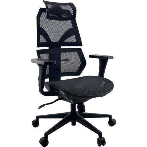 K2 NTR Sonic Boom Executive Chair Mesh Back with Headrest Black