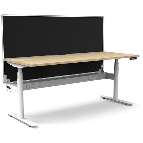 Rapidline Halo+ Single Sided Workstation + Screen + Cable Tray 1800mmW Oak/White