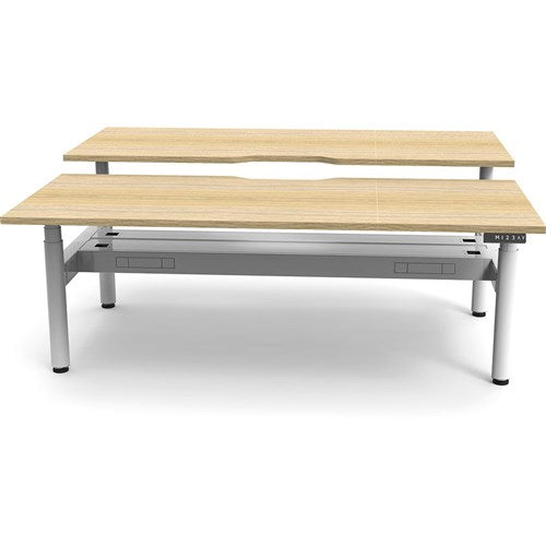 Rapidline Halo+ Back to Back Workstation + Cable Tray 2 Person 1200mmW Oak/White