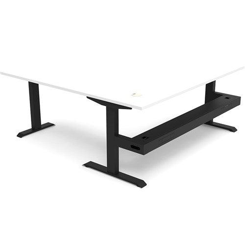 Rapidline Boost Static Corner Workstation + Tray 1800/1800W x 750D x 730mmH White/Black