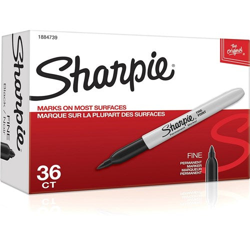 Sharpie Fine Point Permanent Marker Fine 1.0mm Black Box of 36