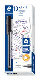 PEN STICK PLUS (432) FINE BLACK STAEDTLER BX10