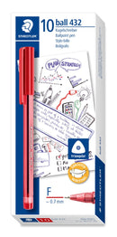 PEN STICK PLUS (432) FINE RED STAEDTLER BX10