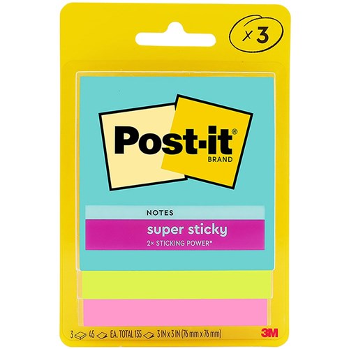 Post-it 3321-SSMIA Super Sticky Notes 76 x 76mm Supernova Neons Pack of 3
