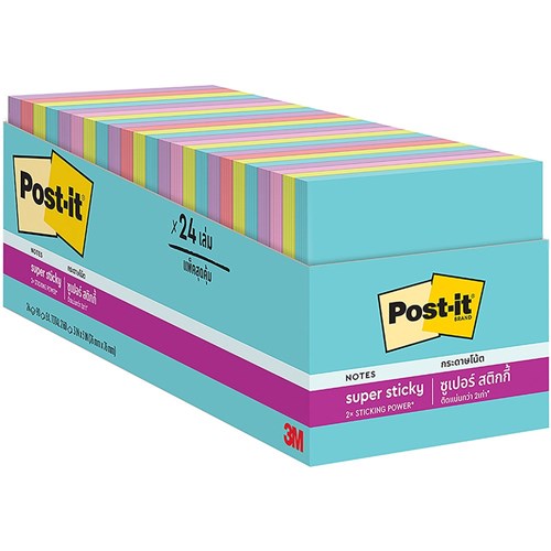 Post-it 654-24SSMIA-CP Super Sticky Notes 76x76mm Supernova Neons Cabinet Pack of 24