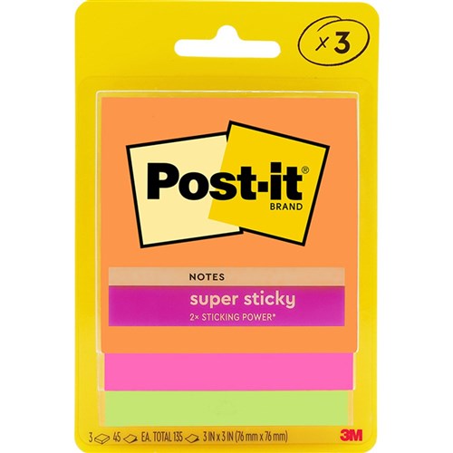 Post-it 3321-SSAU Super Sticky Notes 76 x 76mm Energy Boost Pack of 3