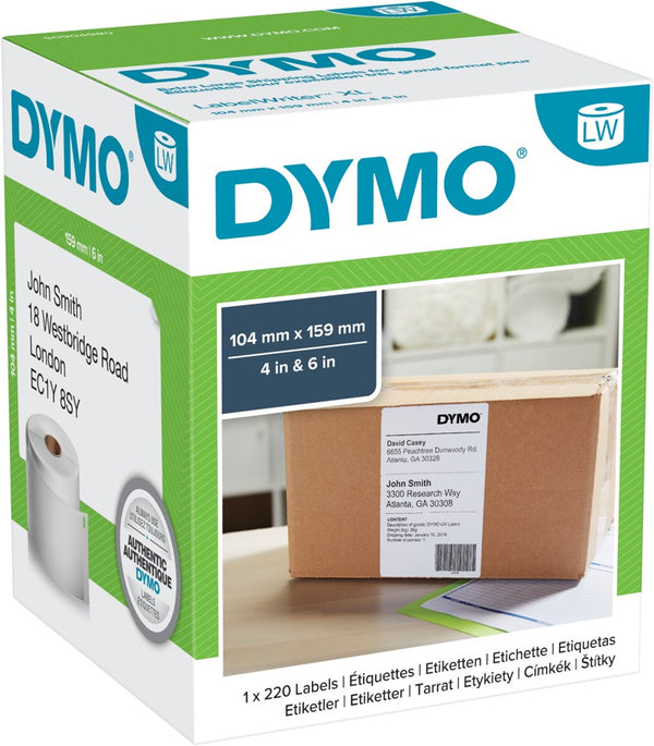 LABEL DYMO LABELWRITER 104X159MM EX LARGE SHIPPING LABELS