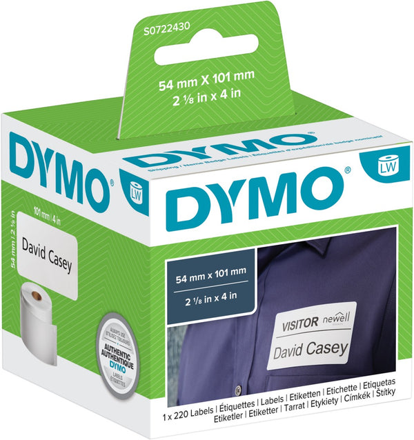 LABEL DYMO LABELWRITER 54X101MM SHIPPING LABELS WHITE