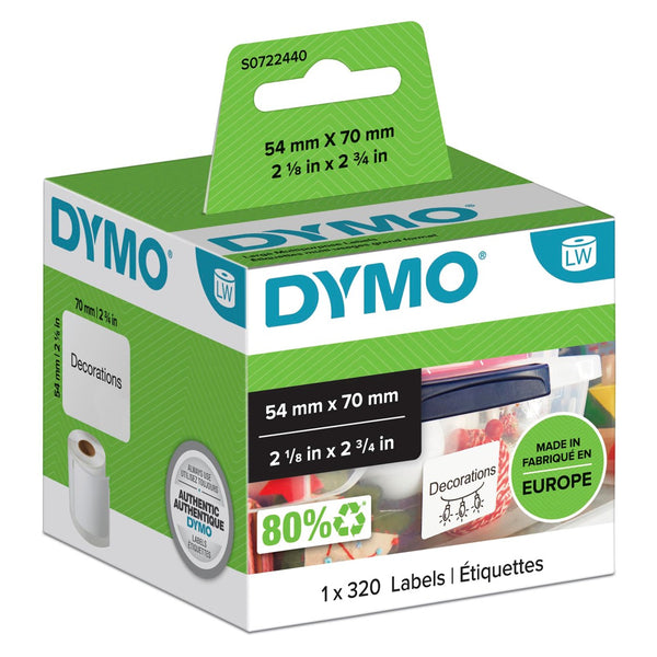 LABEL DYMO LABELWRITER 54X70MM MULTIPURPOSE WHITE 1 ROLL