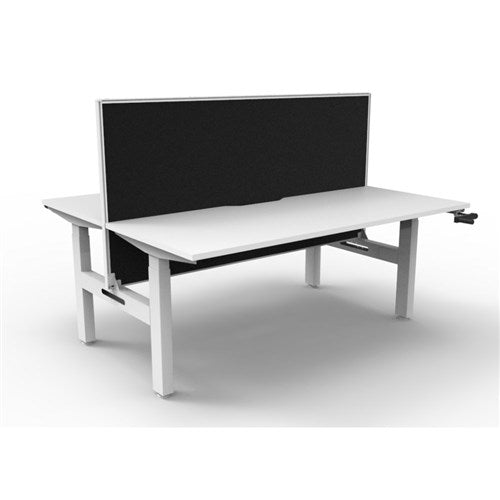 Rapidline Boost Manual Height Adjustable Workstastion + Screen 2 Person 1200W Wht/Wht