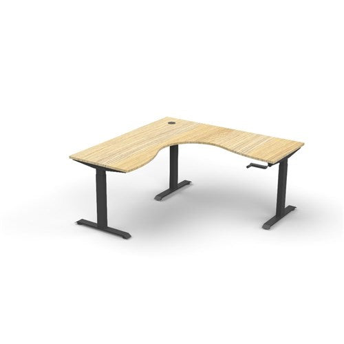 Rapidline Boost Manual Height Corner Workstation 1500/1500W x 750D x 705-1155mmH Oak/Black