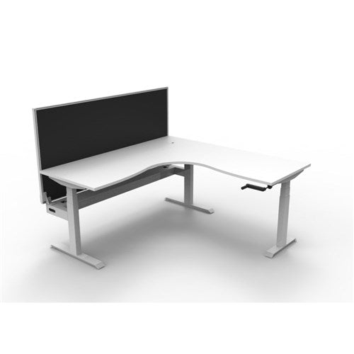 Rapidline Boost Manual Height Corner Workstation +Cable Tray+Screen 1800/1500W Wht/Wht