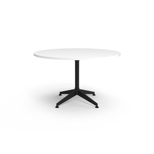 Rapidline Typhoon Round Meeting Table 1200D x 750mmH White Top All Black Frame