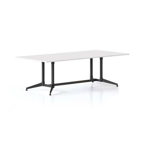 Rapidline Typhoon Meeting Table 2400W x 1200D x 750mmH White Top All Black Frame