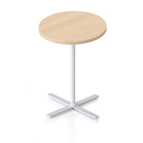 Rapidline Kolo Round Side Table 500D x 587mmH Oak Top White Base