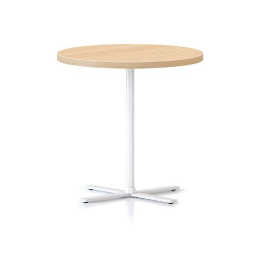 Rapidline Kolo Round Side Table 600D x 587mmH Oak Top White Base