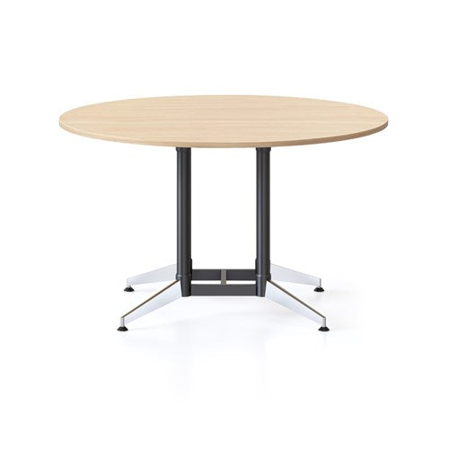 Rapidline Typhoon Round Meeting Table 1500D x 750mmH Oak Top Black Base
