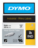 Label Tape Rhino 9mm Heat Shrink Black On White