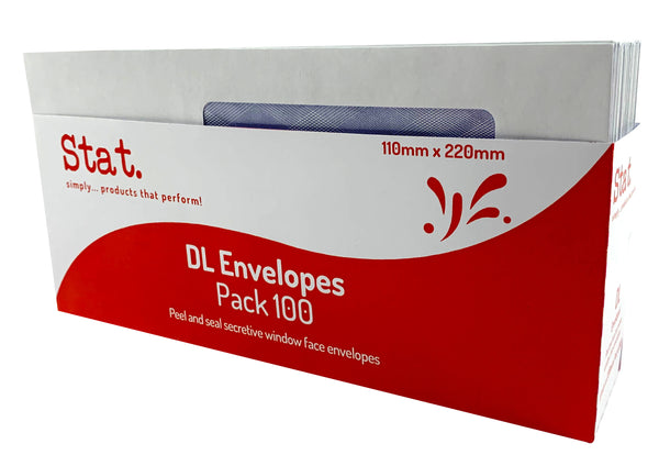 ENVELOPE STAT DL W/FACE PEEL/SEAL PK100