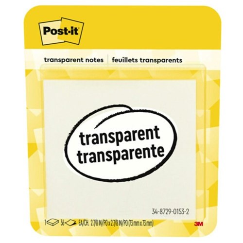 Post-it Super Sticky Notes 73 x 73mm Transparent Pack Of 36 Sheets