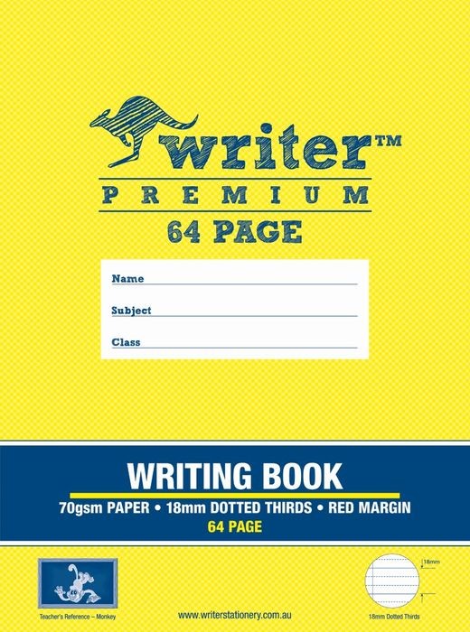 WRITING BOOK WRITER PREM 330X240MM 64PG 18MM DOT THIRDS + MARGIN MONKEY