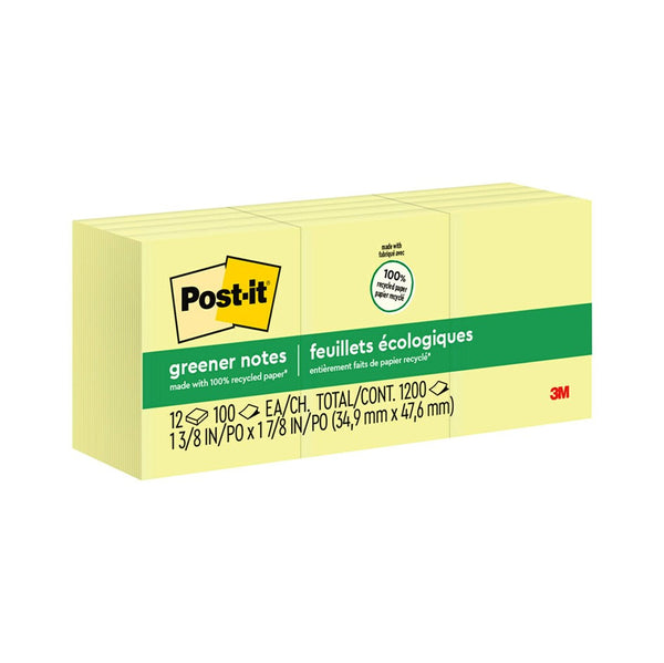 NOTES POST-IT 36X48 653-RP RECYCLED YELLOW PK12