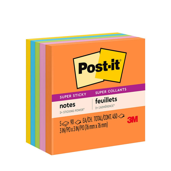 NOTES SUPER STICKY POST-IT 76X76MM 654-5SSAU RIO/ENERGYB PK5