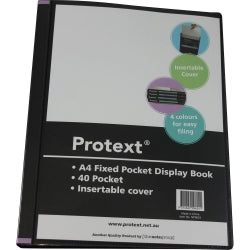 DISPLAY BOOK PROTEXT A4 40P FIXED INSERT COVER/SPINE BLACK 