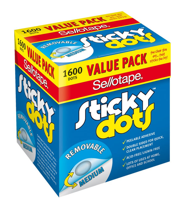 STICKY DOTS SELLOTAPE REMOVABLE PK1600