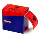 LABELS AVERY 75X99.6MM FRAGILE FLUORO RED 750/ROLL