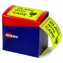 Sp- Labels Avery 75x99.6mm Glass With Care Fluoro Yellow 750/Roll