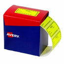 Sp- Labels Avery 75x36.1mm Hold Fluoro Yellow 2000/Roll