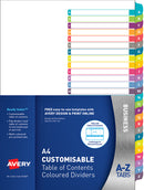Divider Avery A4 Ready Index A-Z Single Column Landscape/Portrait