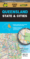 Map Ubd/Gre 920x690mm Queensland State & Cities 419 11th Ed Waterproof