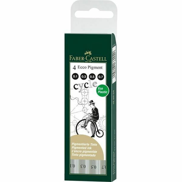 MARKER FABER-CASTELL FIBRE TIP ECCO PIGMENT SET OF 4 BLACK