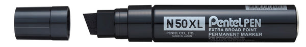 MARKER PENTEL 10.0-17.0MM PERMANENT & WATERPROOF N50XL BLACK BX6