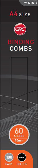BINDING COMBS GBC 10MM BLACK PK25