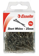 Pins Short White Esselte 25mm 50gm