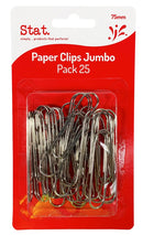 PAPER CLIPS STAT 75MM JUMBO PK25