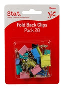 FOLDBACK CLIPS STAT 15MM ASST COLS PK20