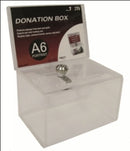 DONATION BOX DEFLECTO A6 L/SCAPE LOCKABLE WITH HEADER CLEAR