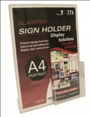 SIGN HOLDER DEFLECTO A4 SLANTED PORTRAIT W/ FRONT DL BROCHURE POCKET