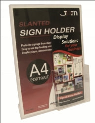 SIGN HOLDER DEFLECTO A4 SLANTED PORTRAIT W/ FRONT DL BROCHURE POCKET