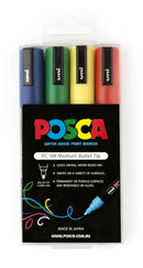 MARKER UNI POSCA 2.5MM TIP PC5M ASST COLOURS PK4