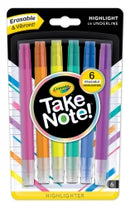 Sp- Highlighter Crayola Take Note Erasable Pk6