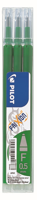 Sp- Pen Refill Pilot 0.5mm Frixion Ball Extra Fine Green Pk3