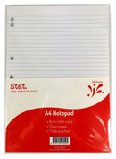 NOTEPAD STAT A4 7 HOLE PUNCHED 55GSM 8MM RULING WHITE 50SHT