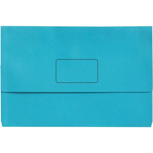 Marbig Slimpick Manilla Document Wallet Foolscap 30mm Gusset Light Blue Pack Of 10